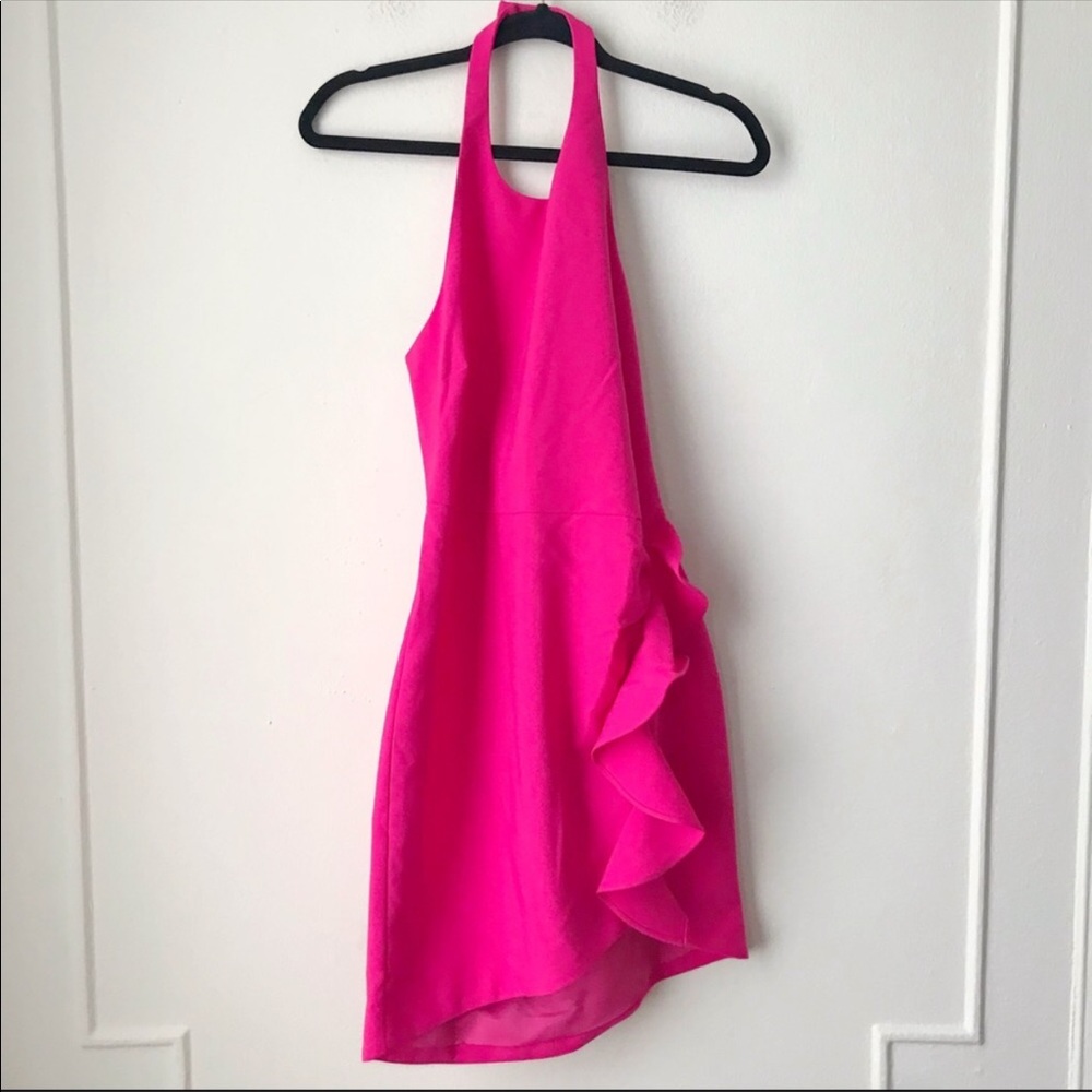 Likely stunning hot pink dress with ruffle detail NWT